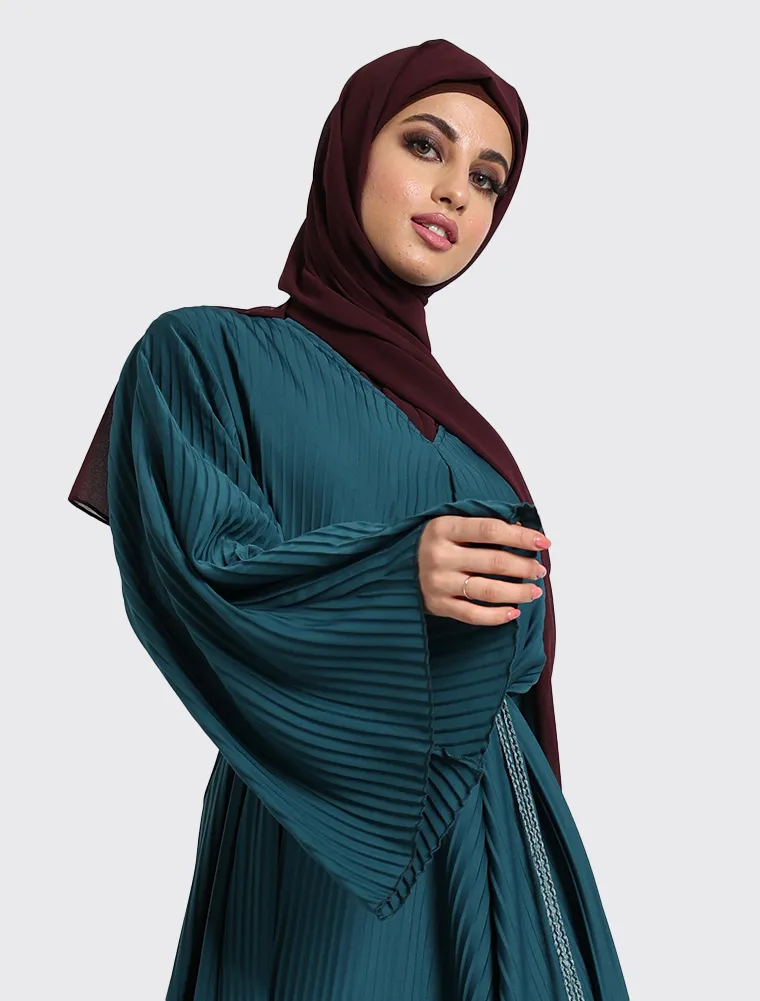 Teal Pleated Abaya